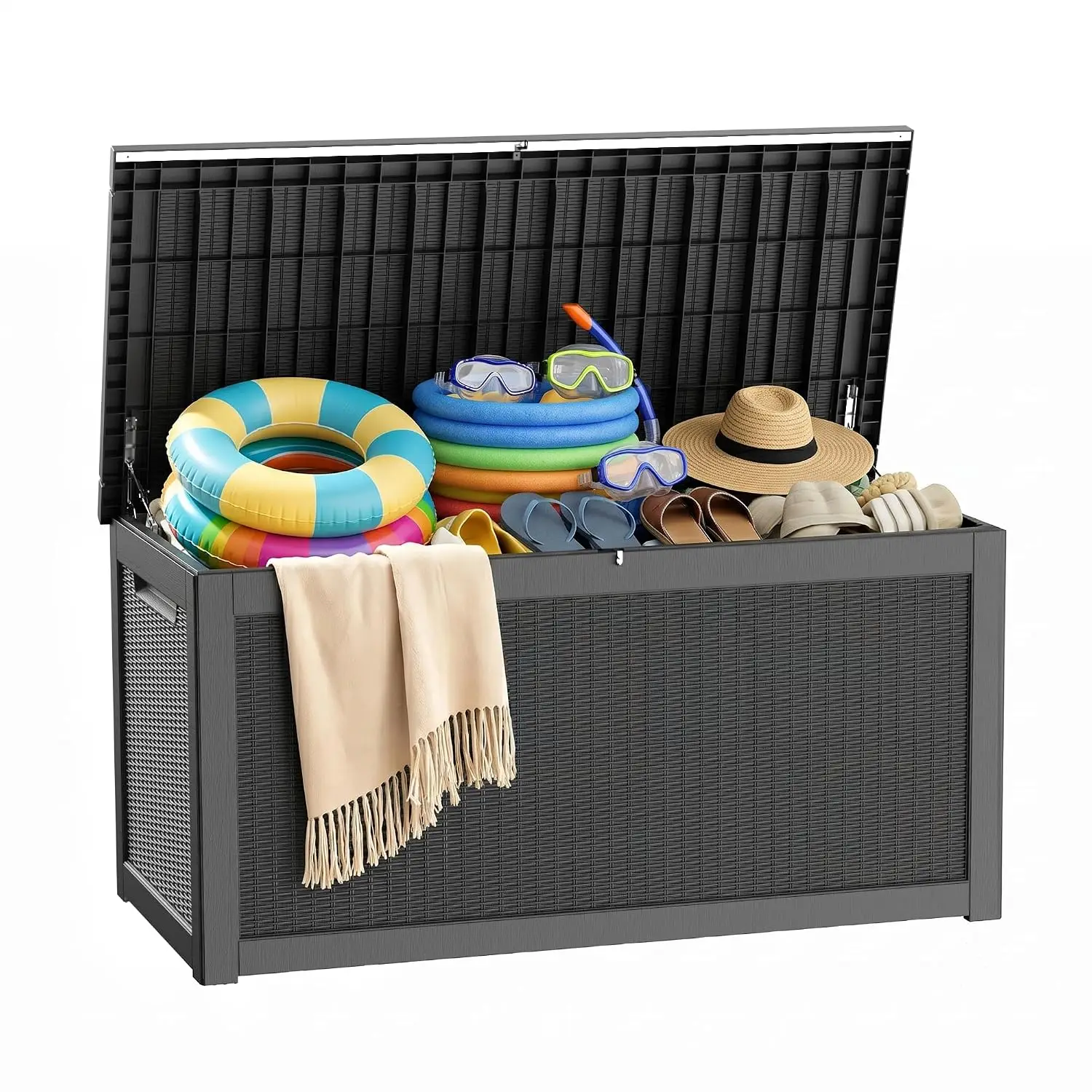 Outdoor Storage Box Waterproof Extra Large 360 Gal Lockable, Black