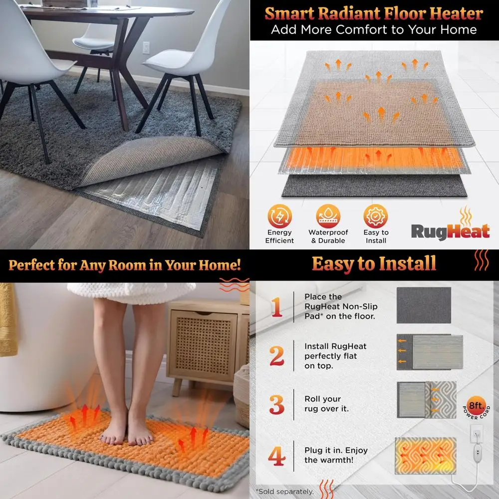 

Портативный напольный коврик с подогревом среднего размера, 34x58 дюймов, совместимый с ковриками 3 x 5 футов для электроизлучающих систем отопления