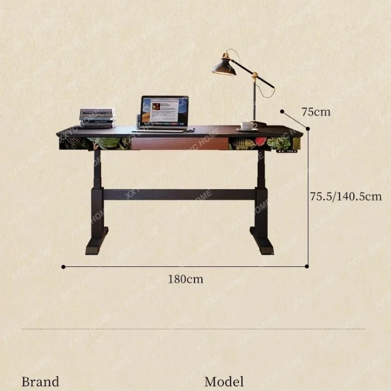 X-S Electric lifting table retro solid wood desk Chinese antique computer learning workben