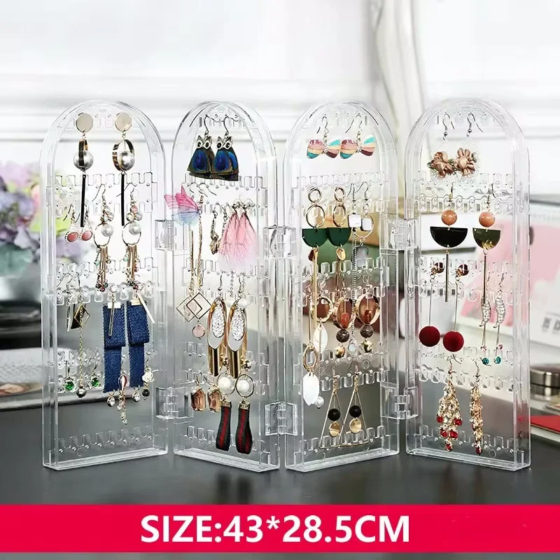 

Earring Holder Organizer Jewelry Organiser Stand Foldable Screen Necklace Rack Multi-Purpose Dressing Tablet Jewelry Holder