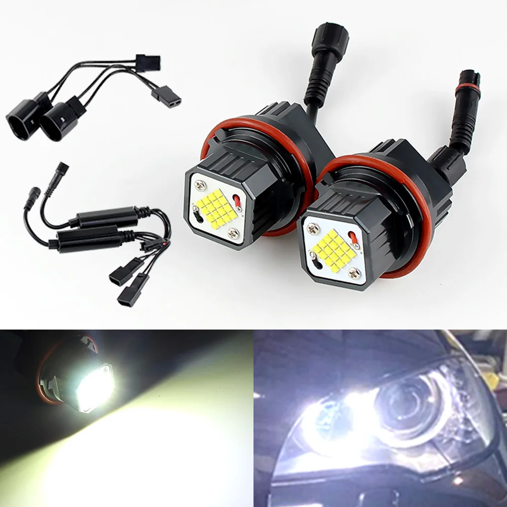 

2x80w White CANbus LED Angel Eyes Marker Lights Bulbs For E39 E53 E65 E66 E87 E60 E61 525i 530i xi 545i M5 2004-2007 Error Free