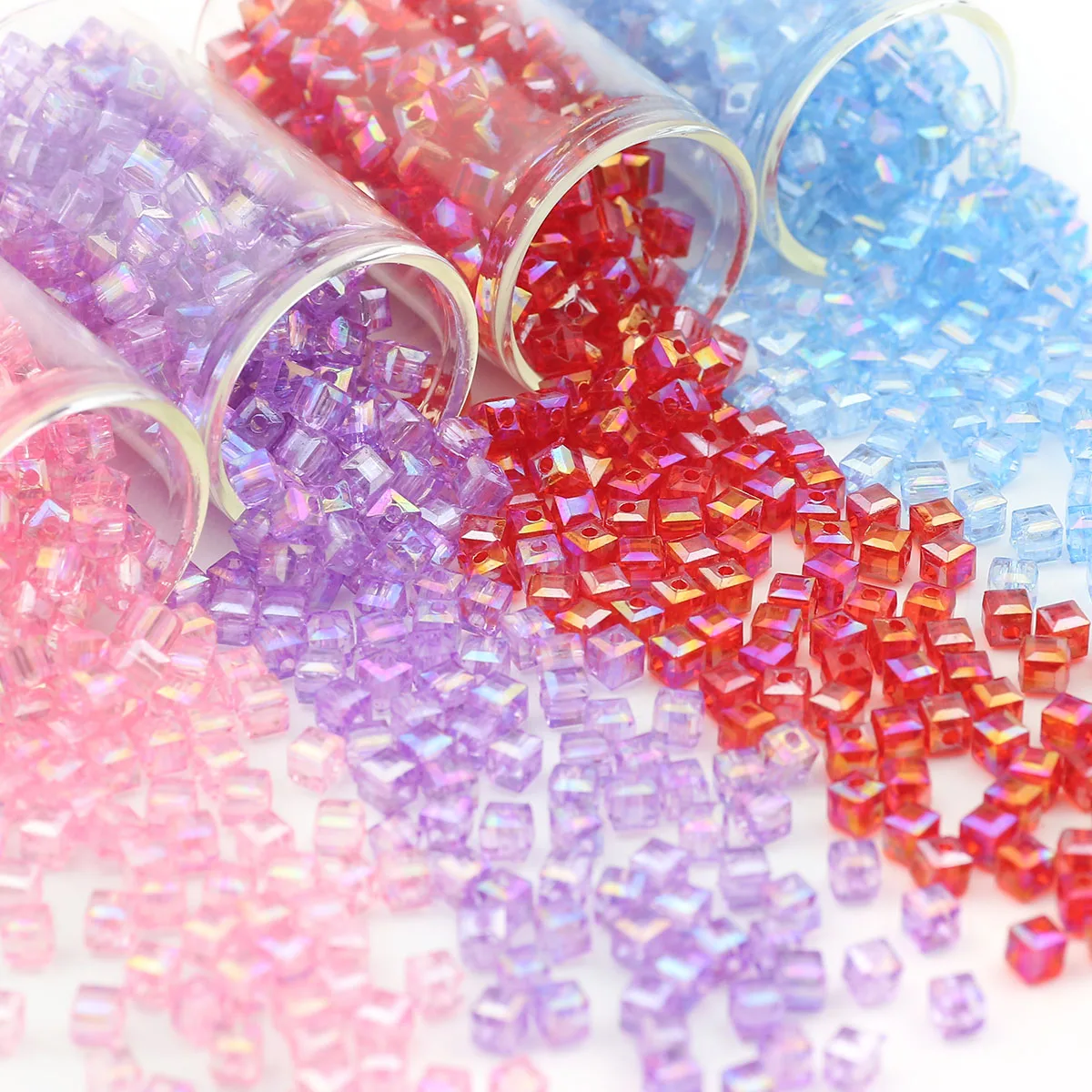 

300pcs Multicolored Square Acrylic Spaced Loose Beads For Jewelry Making Charms Bracelets Necklaces Eardrops DIY Accessories