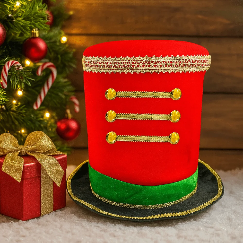 Plastic Christmas Welcome Hat Checkered Cosplay Glitter Sequin Christmas Hat Ornaments Breathable Christmas Party Cap New Year