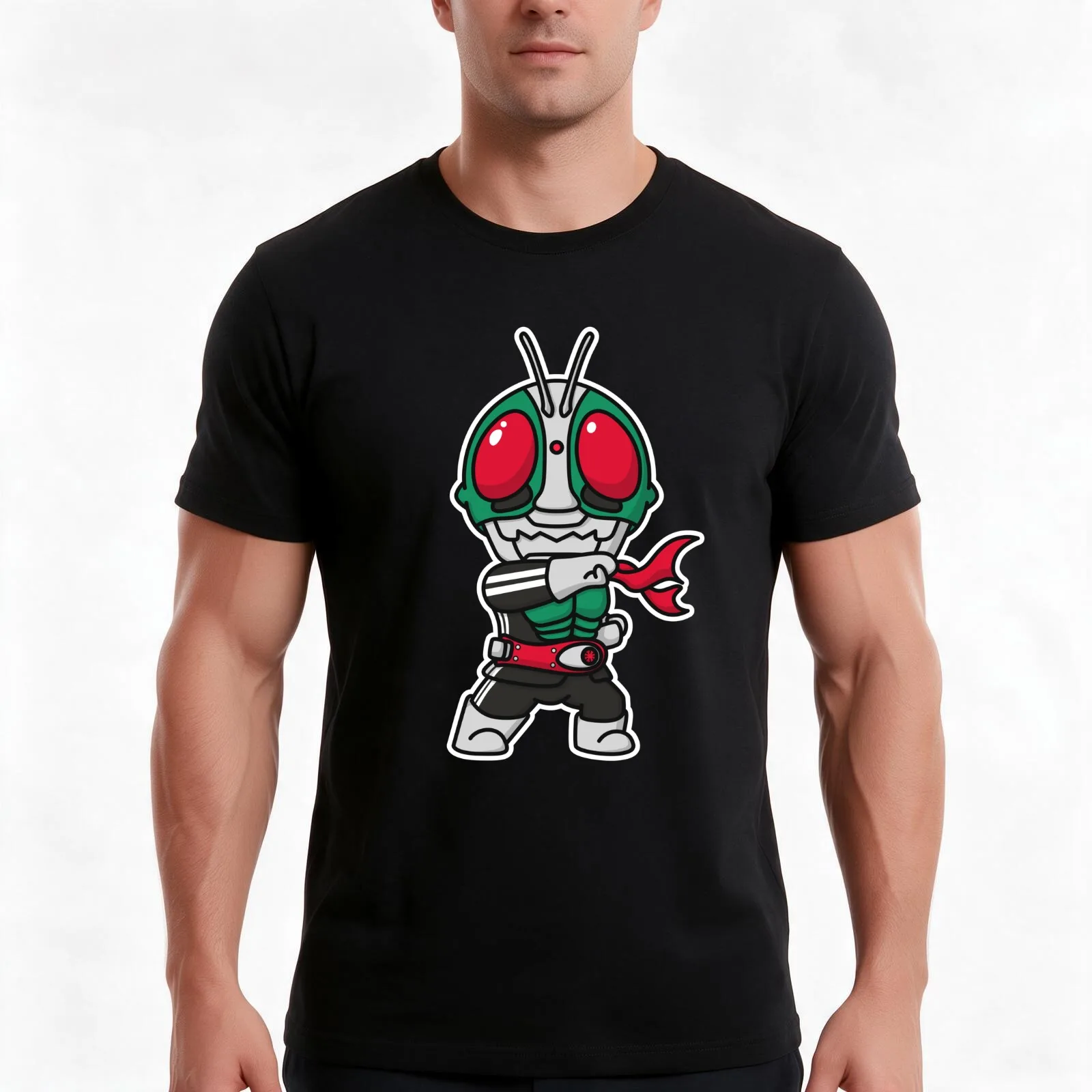 Kamen Rider Ichigou Ichigo Chibi Style Kawaii T-Shirt, Summer Casual Cotton Tee, Oversized Streetwear Tops, Unisex Men Women