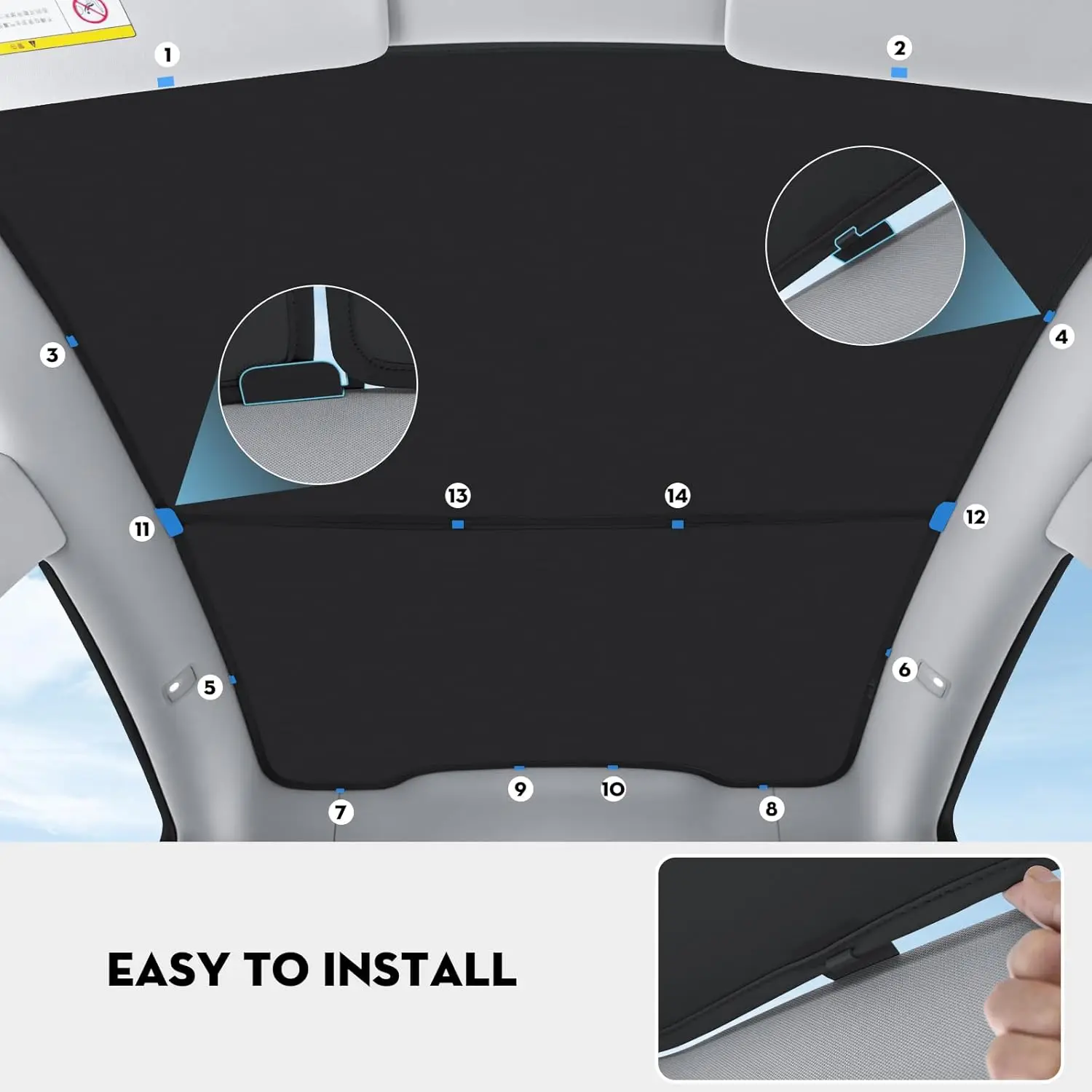 Suitable for Tesla's New Model Y Juniper Sunroof and Rear Glass Sunshade, Detachable Sunshade Curtain, Can Be Stored with a Storage Bag, Sunroof + Rear Glass Sunshade