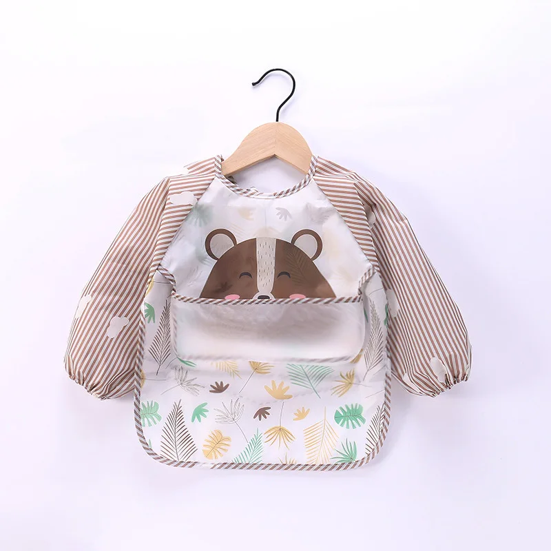 Cartoon Cute Baby Bibs Long Sleeve Art Apron Animal Smock Baby Bib Burp Clothes Soft Feeding Eat Toddler Waterproof Smocks