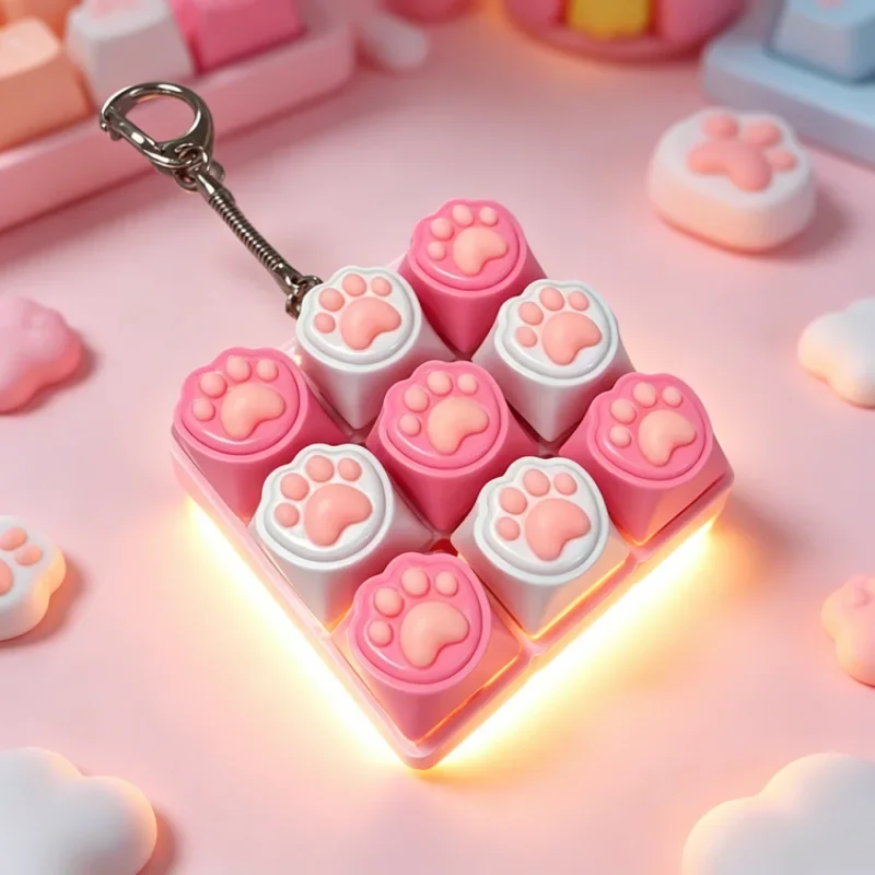 Keyboard Fidget Toys Crystal Keycap Keychain Stress Relief Fingertip Gadget Decompression Toys Clicker Fidget Toy