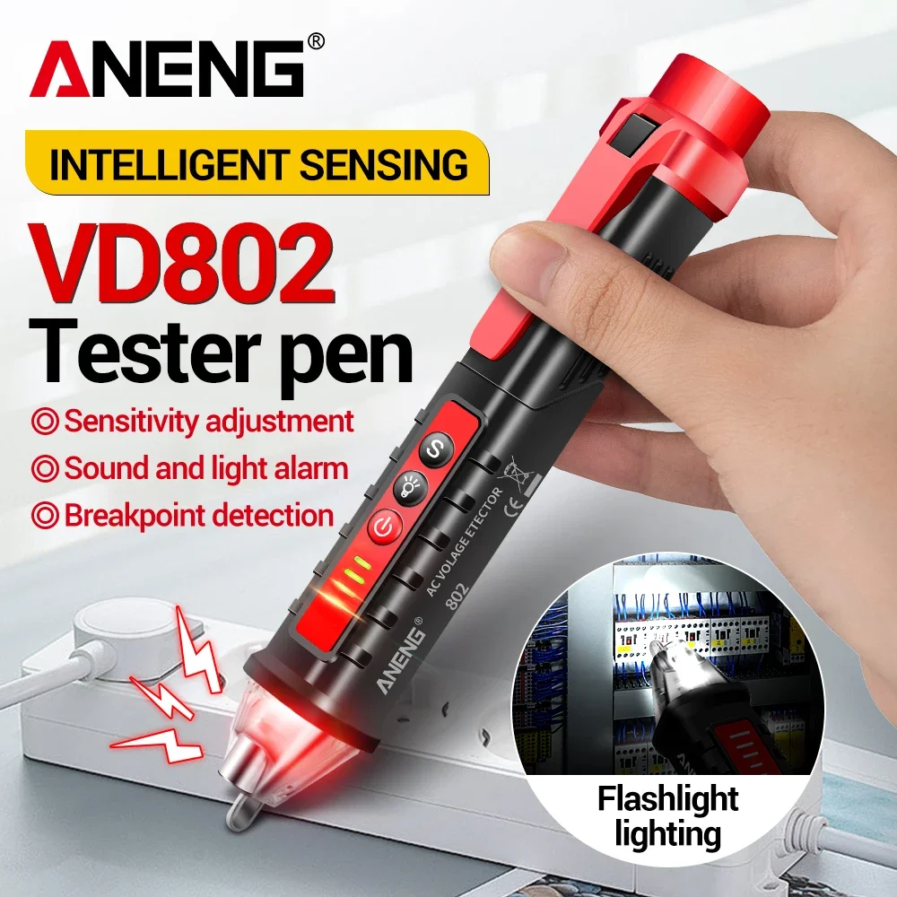 ANENG VD802 Non-contact AC Voltage Detector Tester Meter Voltage 12V-1000V Pen Style Electric Indicator LED Voltage Meter Tools