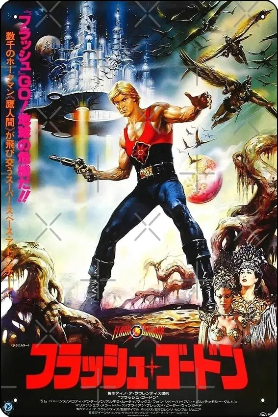 Flash Gordon Japanese Poster Metal Tin Sign Plaque Man Cave Wall 8x12 Inch Wall Art Decoration