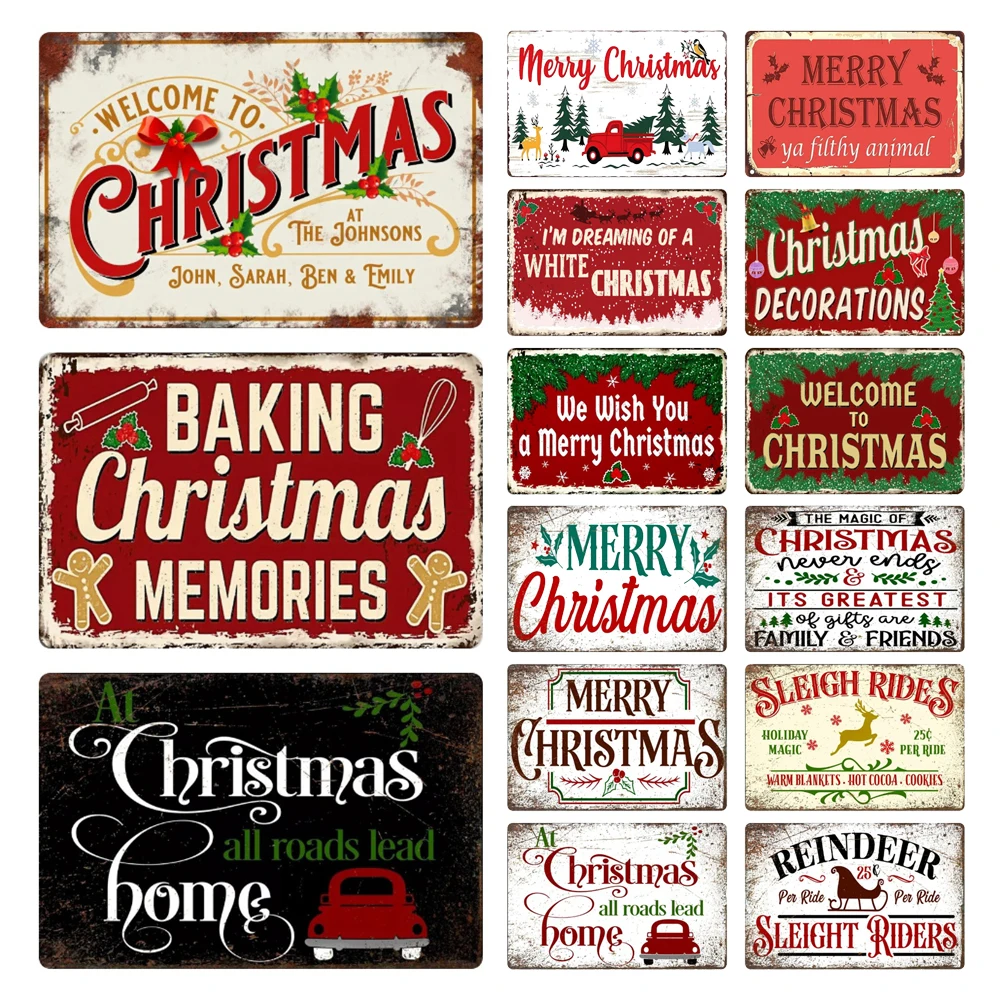 Retro Merry Christmas Metal Wall Decor, Vintage Christmas Bakery Metal Sign, for Gift  Bar Club Cafe, Room Decoration, WY299