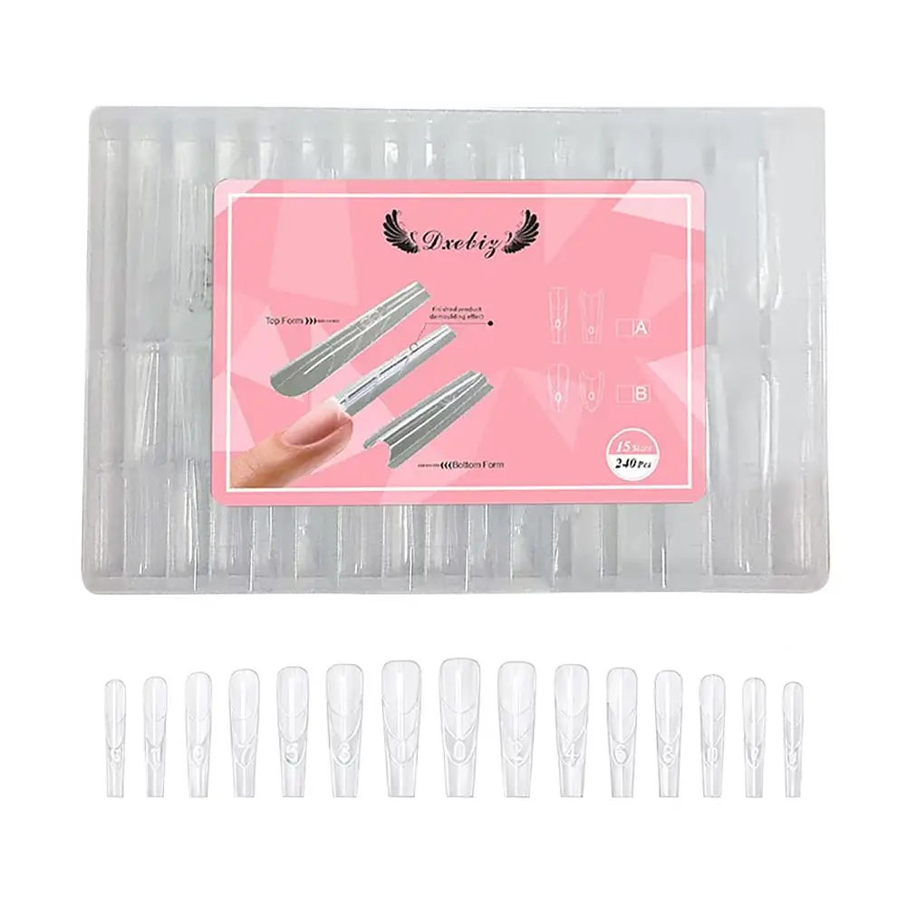 ساندويتش أشكال أظافر مزدوجة 240 قطعة ملحقات جديدة-أشكال مزدوجة نعش اللوز أشكال أظافر مانيكير قالب علوي قالب سفلي #2