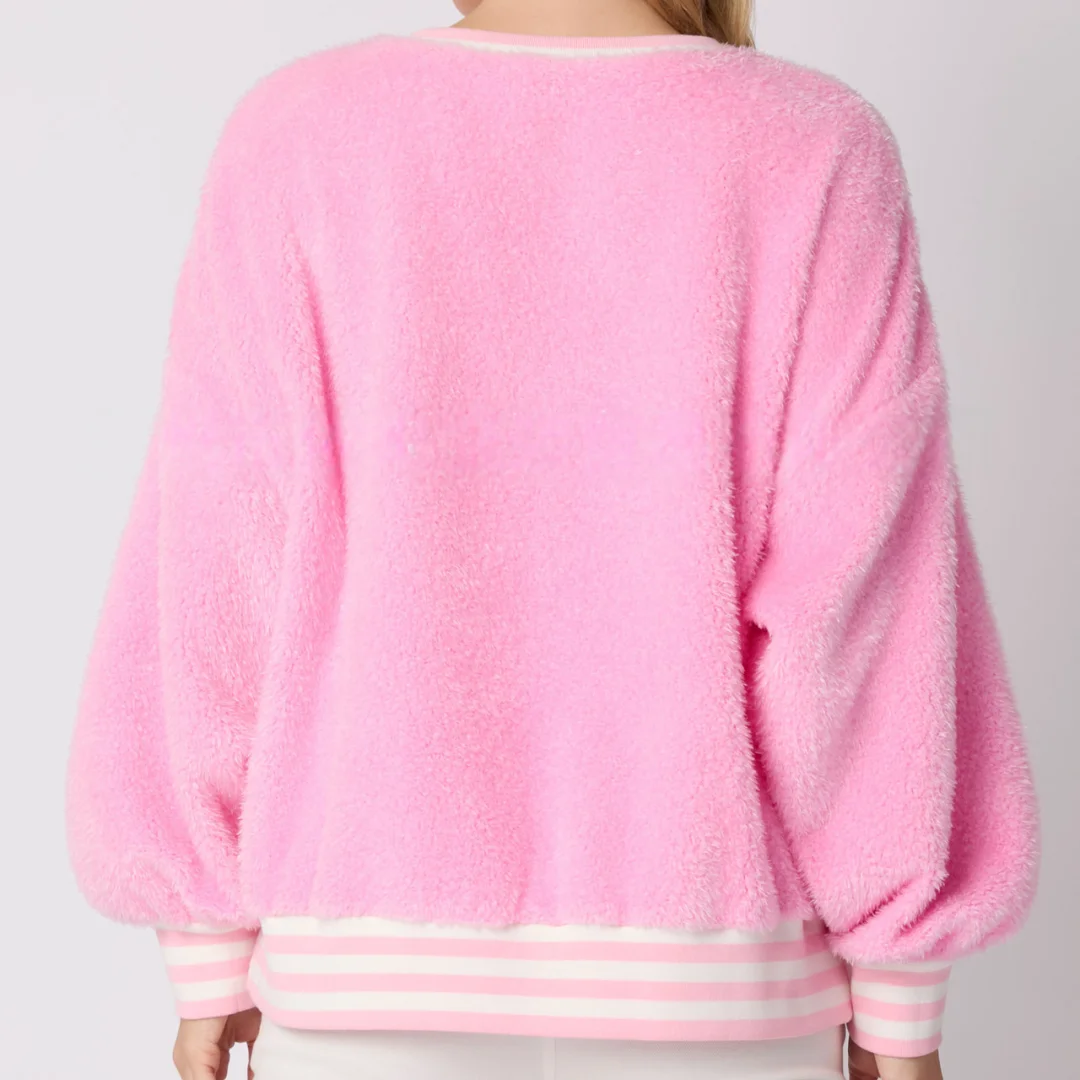 Pink Christmas MARRY Letter Sweater Rhinestone Long-sleeved Pullover Hoodie Round-neck Top Clothing Home Wear Gifts for Women