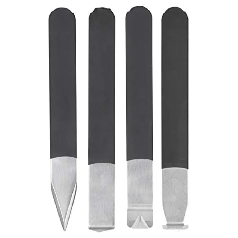 

Clay Sculpture Tools 4Pcs Trimming Knife Set with Rubber Handle for Pottery Crafting and Modeling Carving in Multi-Color