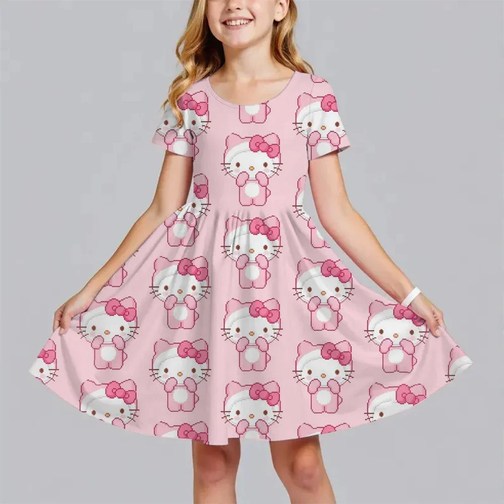 

MINISO 3D Printing Sequins Christmas Hello Kitty Santa Claus Special Edition Dresses Girls Clothing Holiday 2025 Children