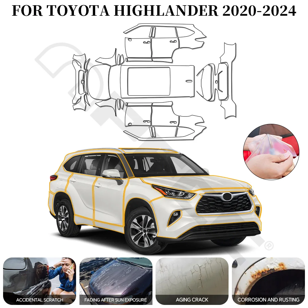 

Защитная пленка PPF для автомобиля, предварительно вырезанная, для Toyota Highlander 2020-2024, из ТПУ, самоклеящаяся, водоотталкивающая, водонепроницаемая, HD-пленка