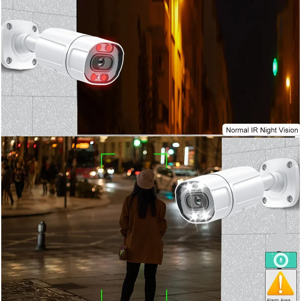 Imagem -02 - Câmera ip Poe com Microfone Embutido 4k 8mp Metal Luz Dupla Spk Colorido ir Interior Exterior Detector de Movimento Xmeye Pro App