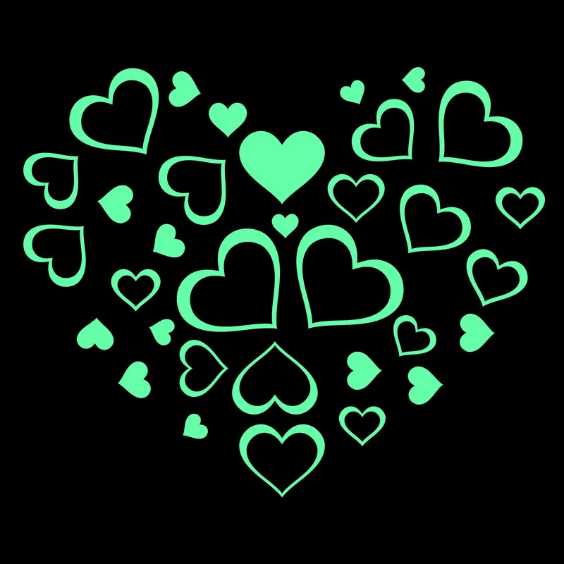 Glow in the Dark Heart Stickers Kids Room Wall Ceiling Decoration Fridge Bathroom Door Phone Laptop Car Glass Window Vinyl Decal