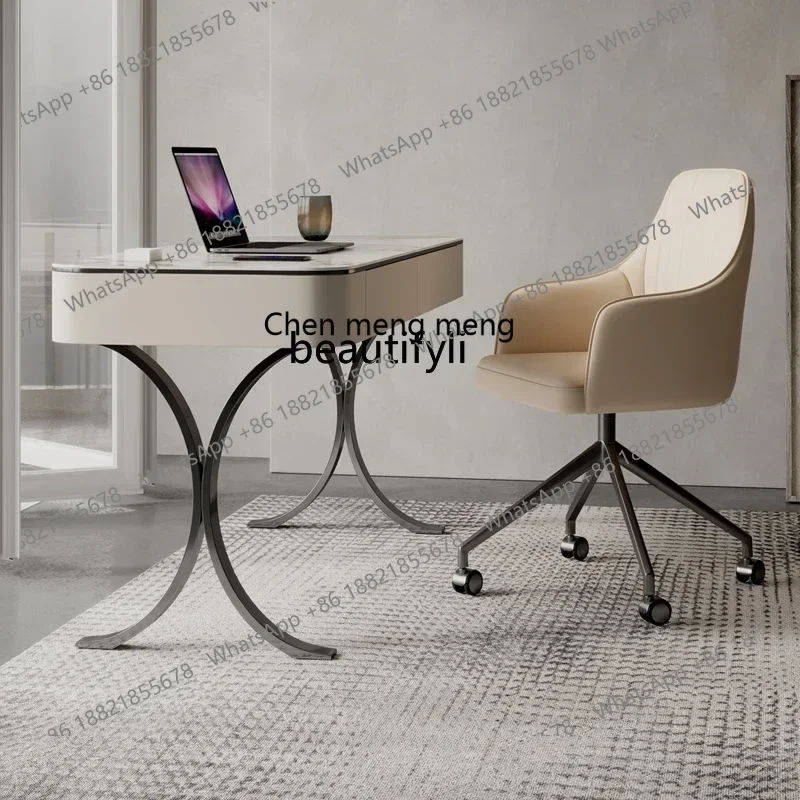 200302Italian Light Luxury Minimalist Desk Home Study Desk High-End Stone Plate Computer Desk
