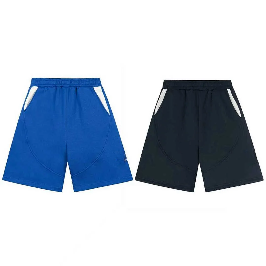 

Mertra American High Street Summer Retro Sports Casual Color Block Embroidery Loose Pure Cotton Five-Quarter Men's Shorts