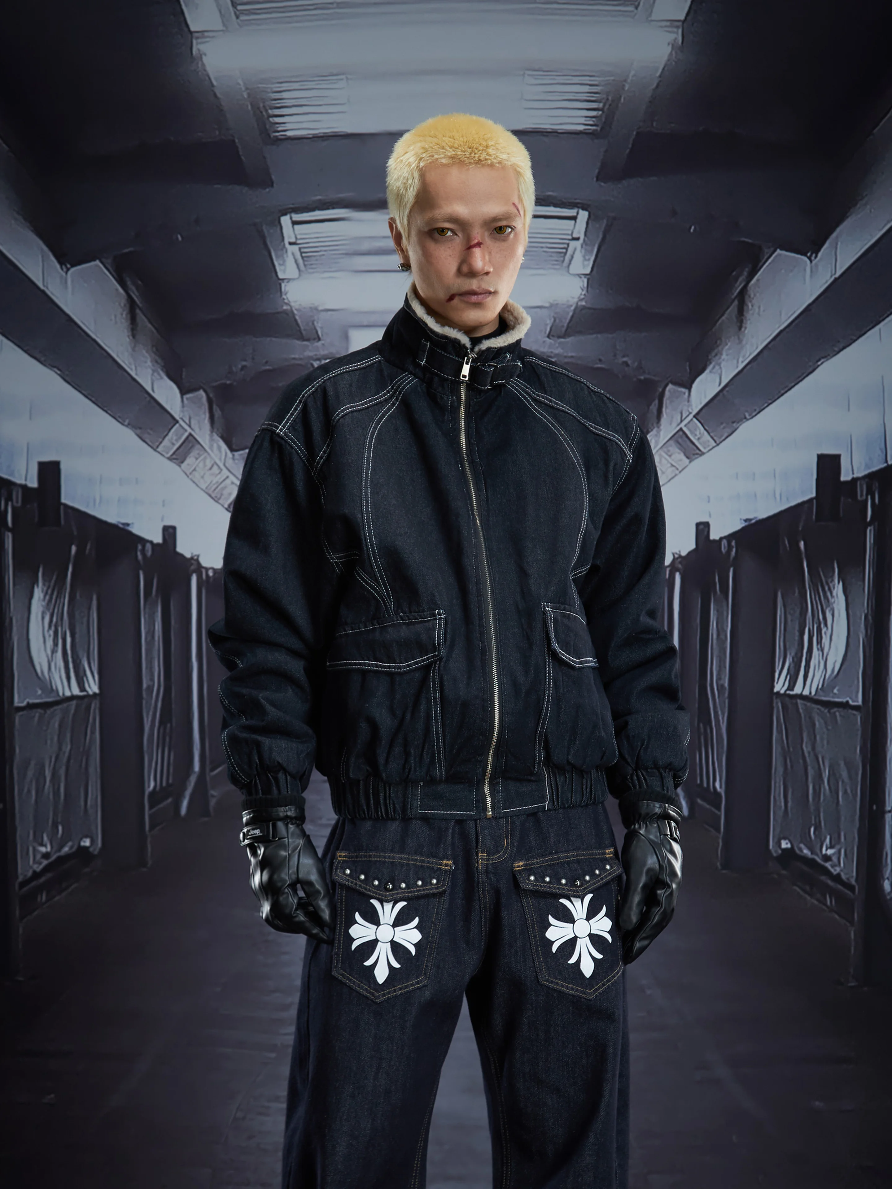 Polar Fleece Fur Stand Collar Zipper Open Line Loose Short Jacket Thickened Coat