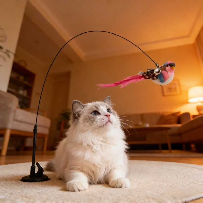1/3 Stück Neuer lustiger Katzenstab aus Stahldraht mit langer Stange und Feder, niedliches Katzenspielzeug für Kätzchen, zum Angeln und zur Selbstbeschäftigung, Haustierspielzeug