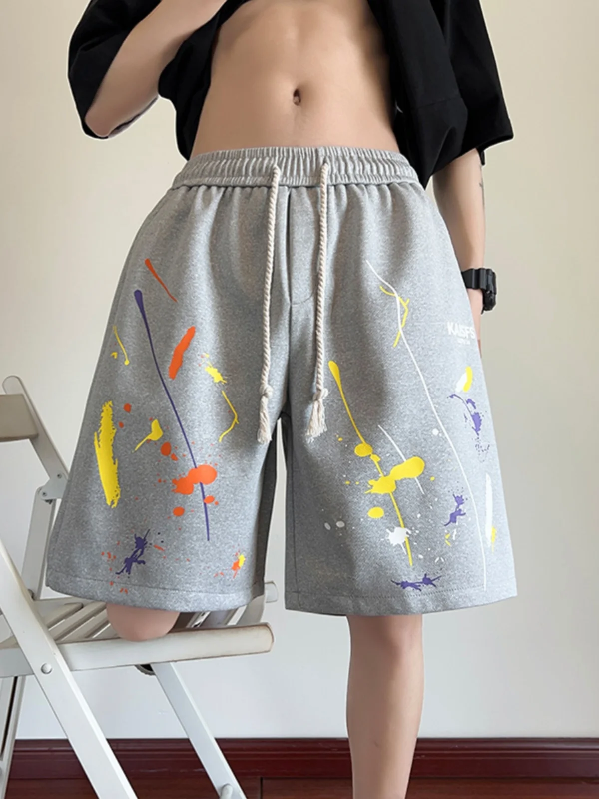 

ay ort orts Men's Summer American Baskeall Sports Pants Oversize Loose Heavy Trendy Brand Cool Feeling Regular Thin