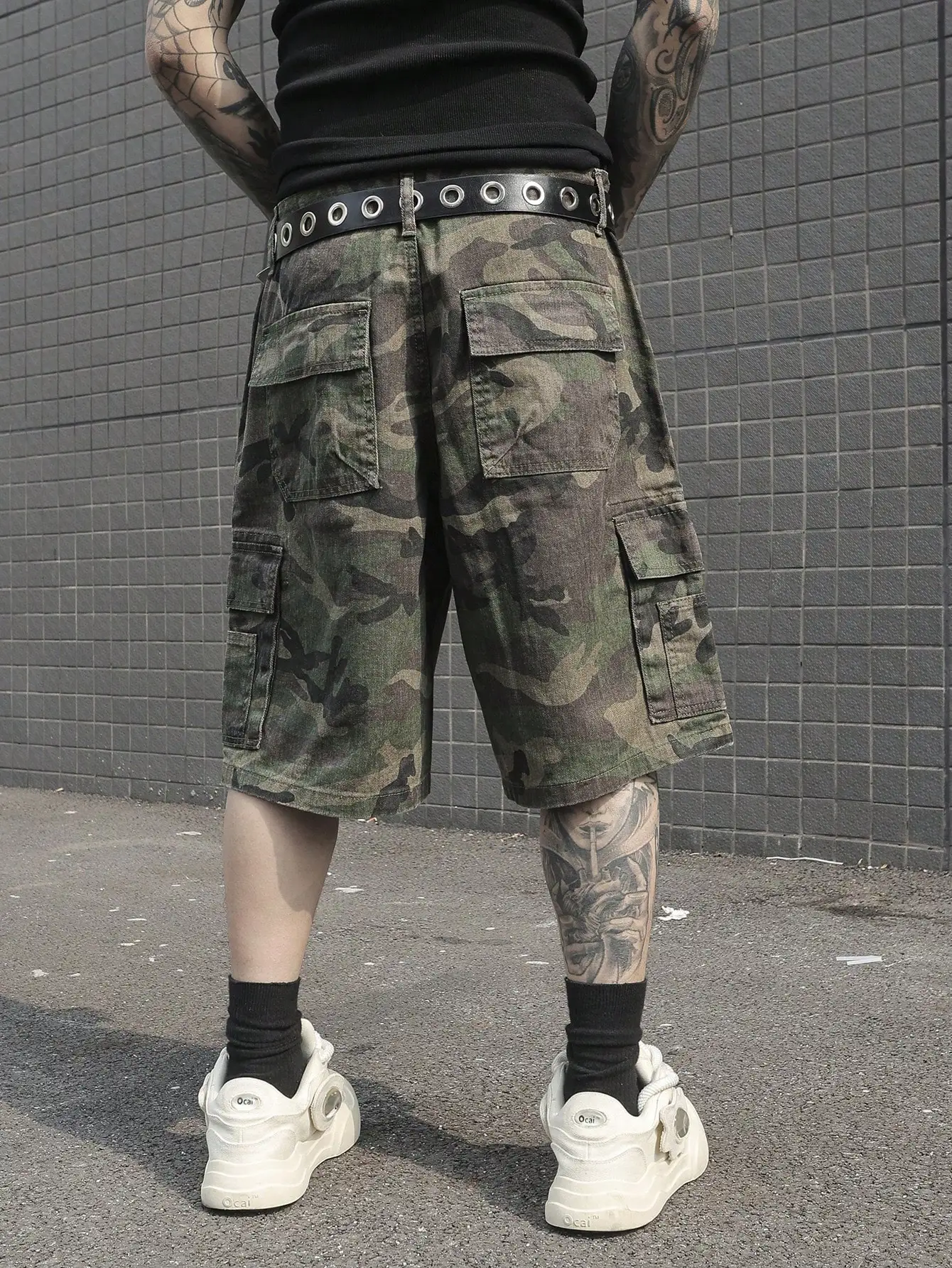 Men's Summer Denim Shorts. Camouflage Cargo Shorts. Street Fashion. Loose Fit.