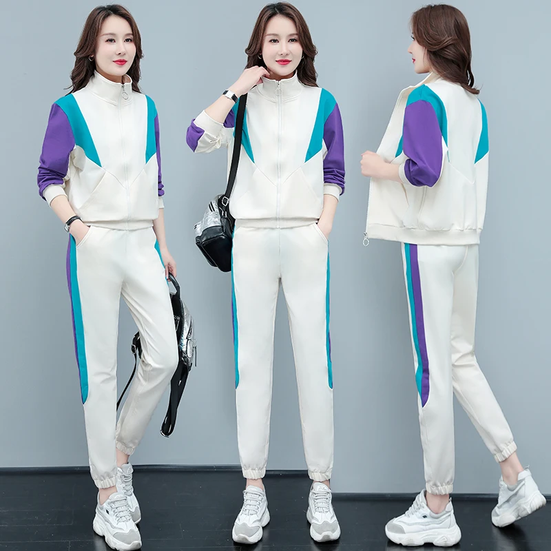 

Cardigan Casual Sports Suit Women'S Spring And Autumn 2023 New Color Matching Fashion Style Little Chap Two-Piece Set Female