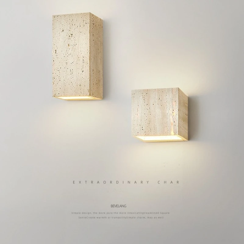 

Japanese Wabi Sabi Style Cave Stone Wall Lamp Square Yellow Ambient Lighting for Indoor Outdoor Corridor Decorative Stone Light