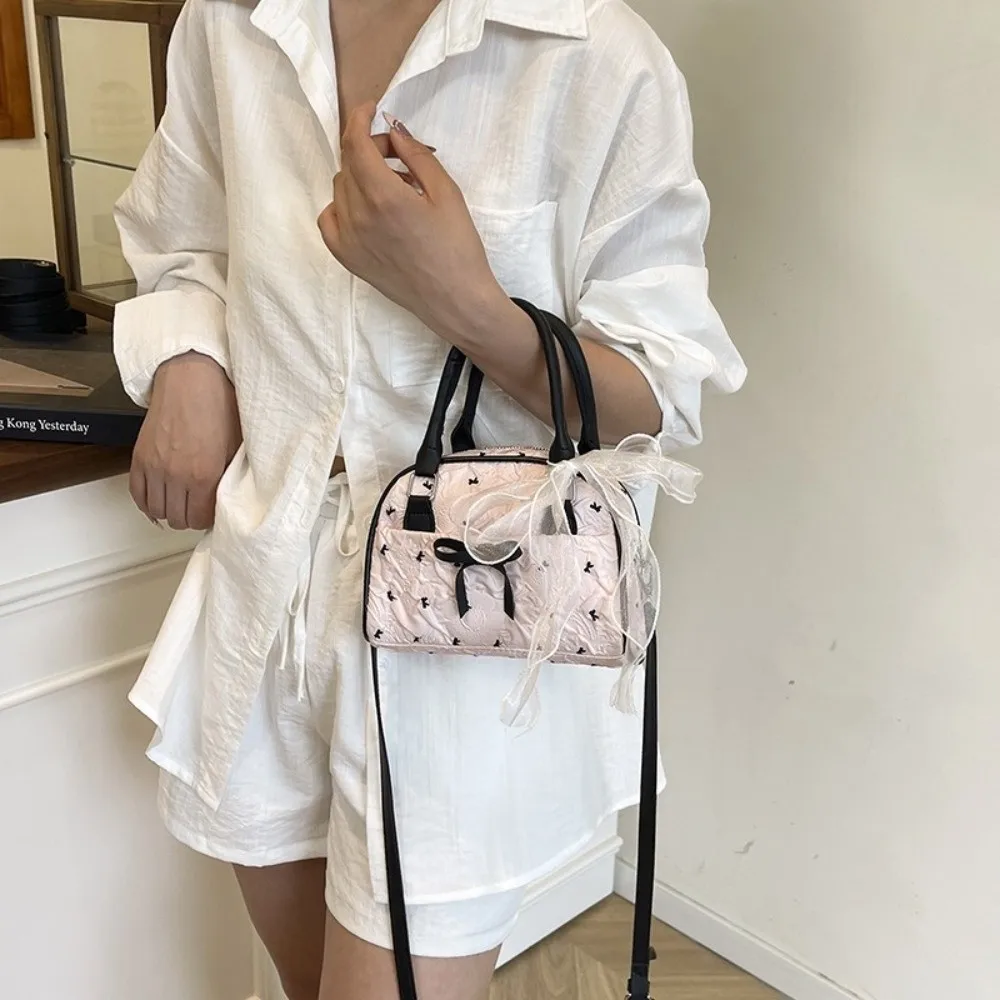 

Ins Стильная сумка для боулинга с бантом, универсальная сумка на плечо с милыми лентами, маленькая женская сумка для отдыха, дорожные сумки