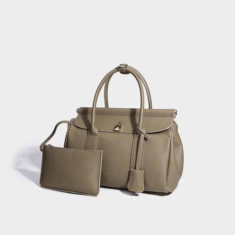 

Luxury Women Cowhide leather Handbag Large Capacity Commuter Shoulder Bag Casual Shopper Multifunctional 2-in-1 Quality Tote bag
