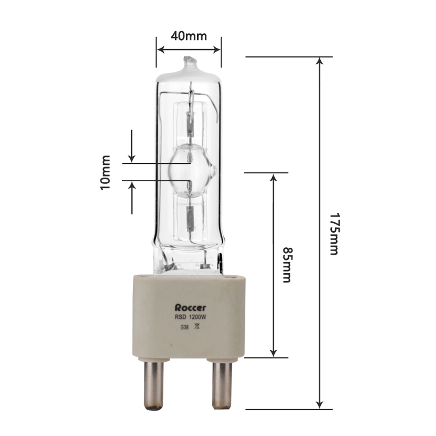

G22/G38 Base 1200W Single Dysprosium Bulb Compatible with HSR/MSR for Stage Lighting Commercial Lighting Performance Lighting