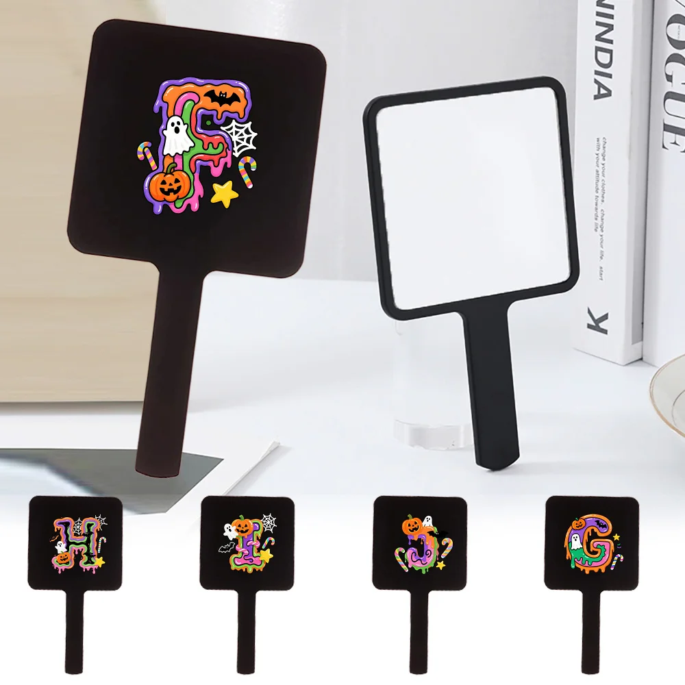 

1pc Portable Handheld Makeup Mirror Student Dormitory Makeup Tool Lightweight Single Sided Mirror Candy Letter Pattern