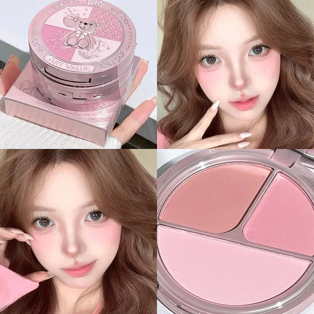 Three-color Blush Matte Pearlescent Contouring and Long-lasting Powder Delicate Three-Color Rouge