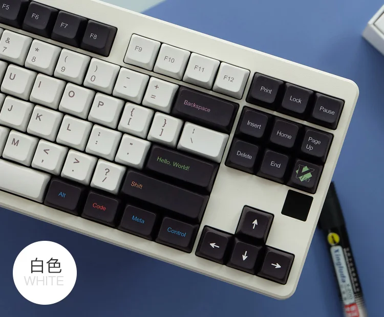 Imagem -02 - Teclas Gmk Oblivion Keycaps Preto Branco Xda Perfil Keycap Conjunto Pbt Sublimação de Tinta Keycap para mx Switch Teclado Mecânico 136