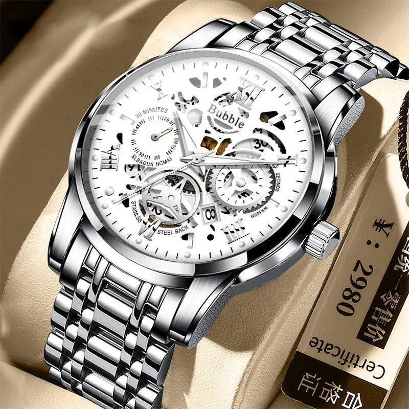 Watch for Men Trendy High End Light Luxury Versatile Quartz Watches Glow Waterproof Roman Hollow Male's Clock Watch UTHAI L93