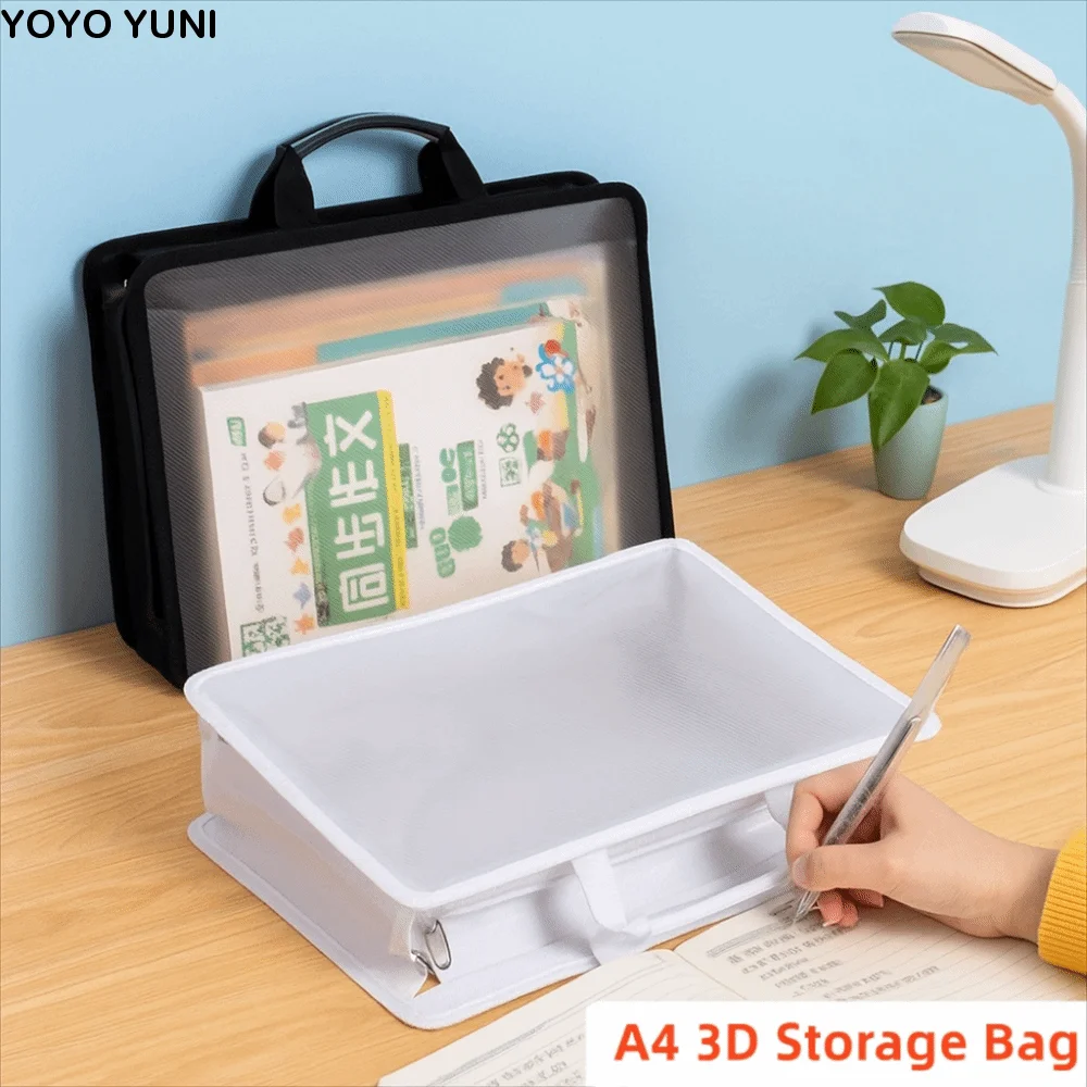

Large Capacity Transparent A4 Handbag Waterproof Zipper Bags Students Portable Bag Documents Thickened File Storage Bag School