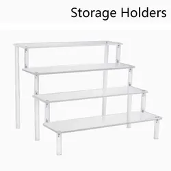Acrylic Display Stand Storage Rack Doll Clay Figurine Display Stand Transparent Ladder Makeup Organization Shelf Store Display