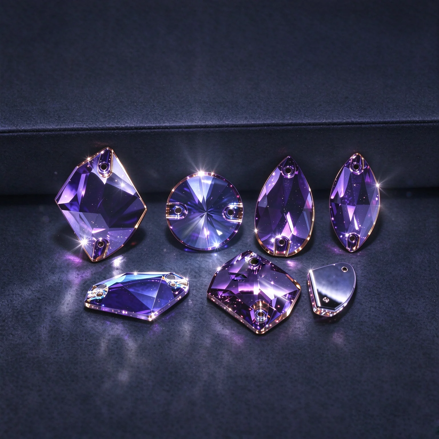 PUBRILEX K9 Strass Heliotrope Sew on Rhinestones Chamfered Sewing Crystal Stones for Garment Needlework Dress Decorations