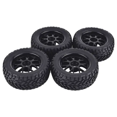4Pcs 75mm Rubber Rally Climbing Car Wheel Rim and Tires Hex For HSP HPI 1:10 RC Racing Car Remote Control Accessories