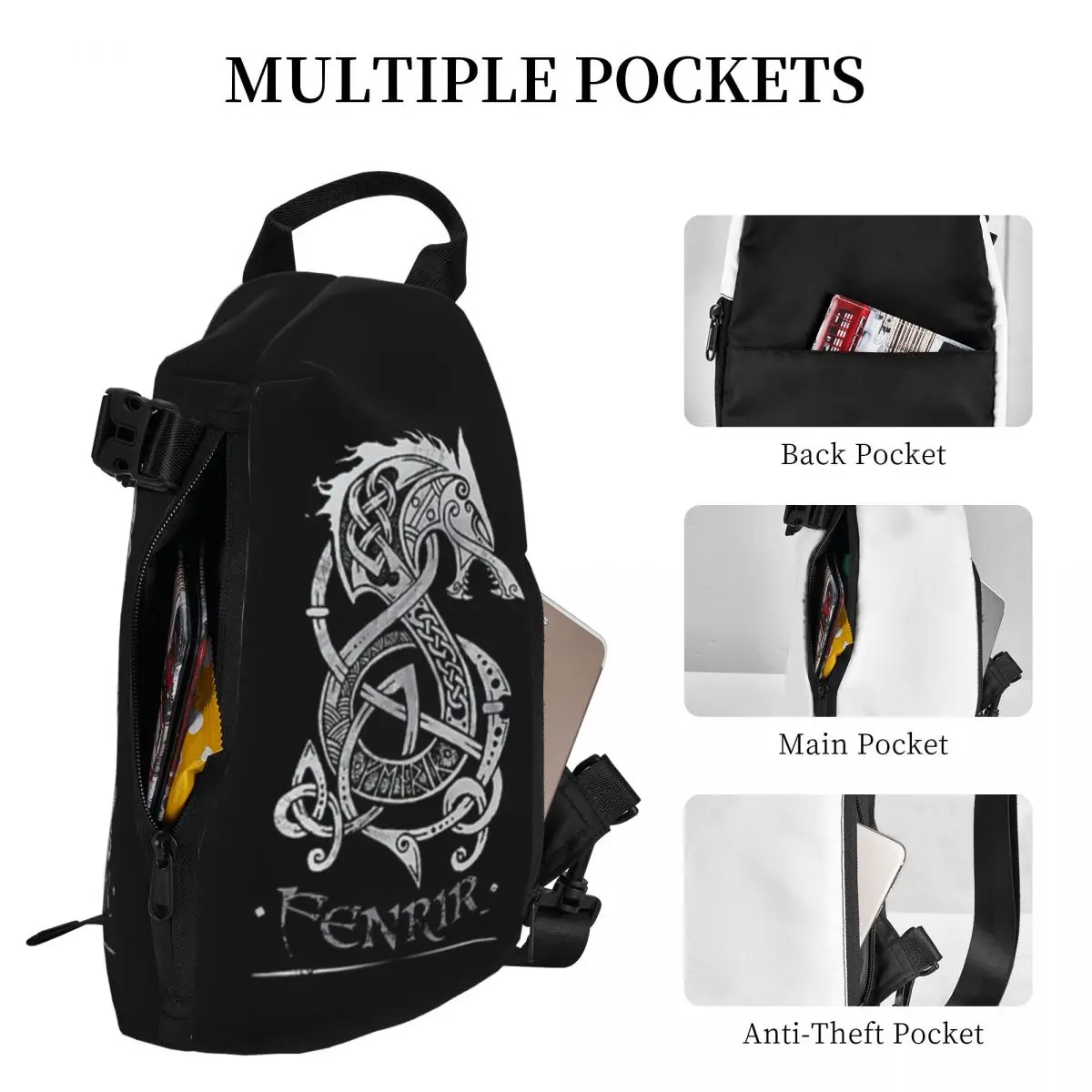 Viking Loki Son Fenrir torba na klatkę piersiowa mężczyźni chusta plecak typu Crossbody torba na klatkę piersiowa podróżny plecak turystyczny torba na ramię