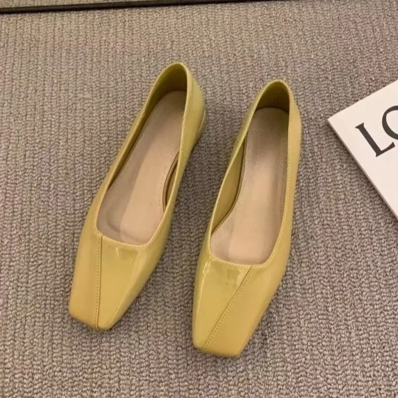 French Doudou Shoes 2025 New Summer Square Toe Professional Low-heeled Single Shoes Casual Patent Leather Women's Shoes