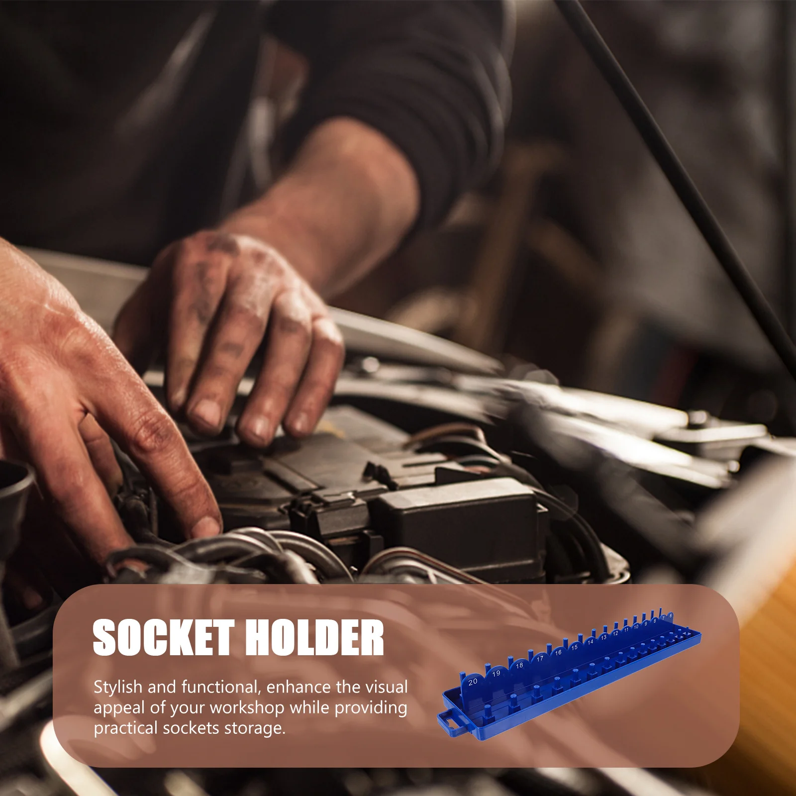 3/8 بوصة منظم المقبس Pp دائم مقاومة للخدش أداة صندوق تخزين الرف ورشة عمل المرآب المقبس حامل الصواني