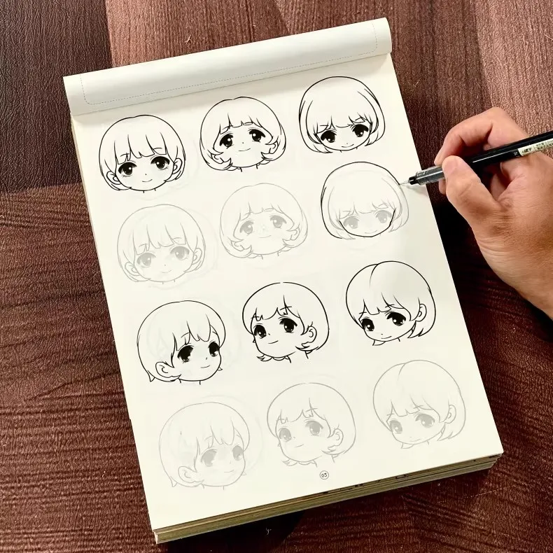 72 Pages Anime Drawing Book for Kids, How to Draw Manga Sketch Pad, Art Practice Workbook for Beginners