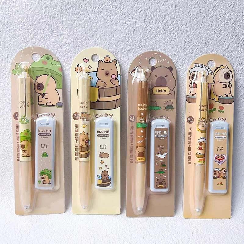 Kawaii Capybara Mechanical Pencil Set 0.5mm Drawing Writing Pencils Cartoon Stationery School Office Supplies Children's Gift