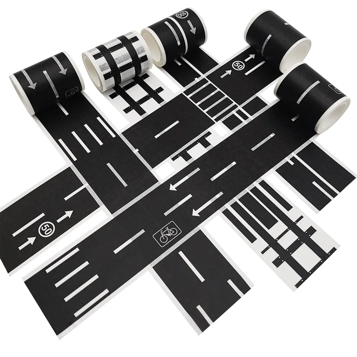 2/4/5Pcs DIY Railway Road Tape Traffic Sticker Adhesive Intelligence Route Mark Safety Education Creative Study Road Signs Tool