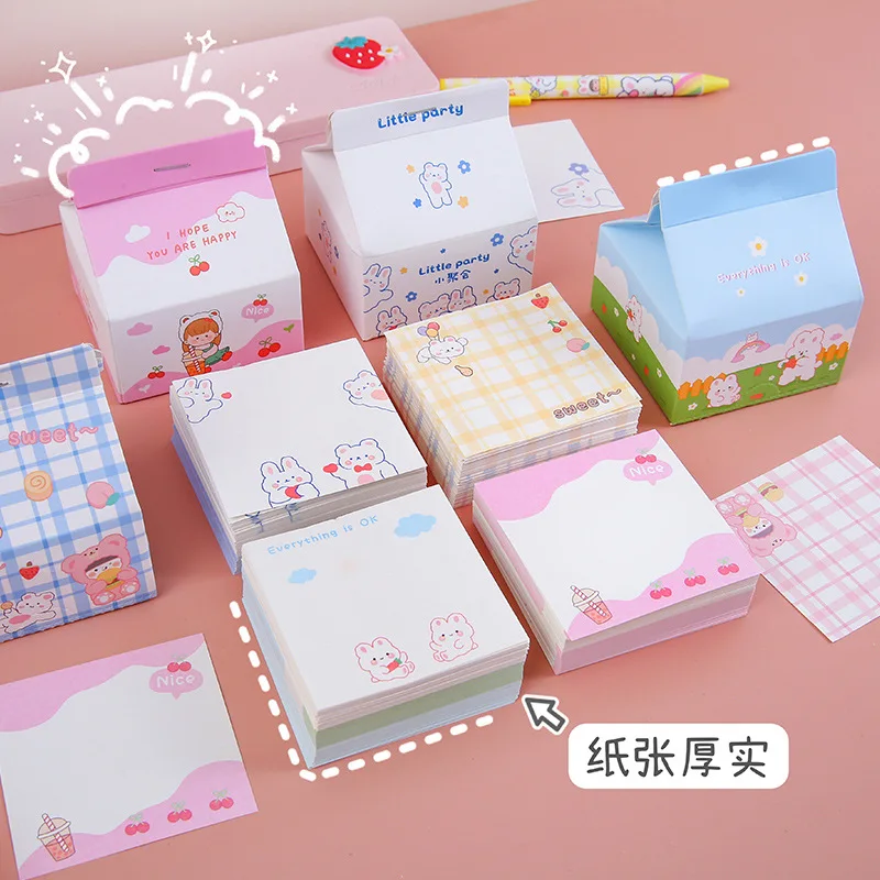 Small fresh milk box sticky note Korean version ins cute creative cartoon student girl sticky note paper