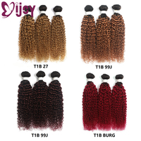 Ombre 99J Red Kinky Curly Human Hair Bundles 8-26 Inch Brazilian Human Hair Weave Bundles Remy Hair Extensions IJOY