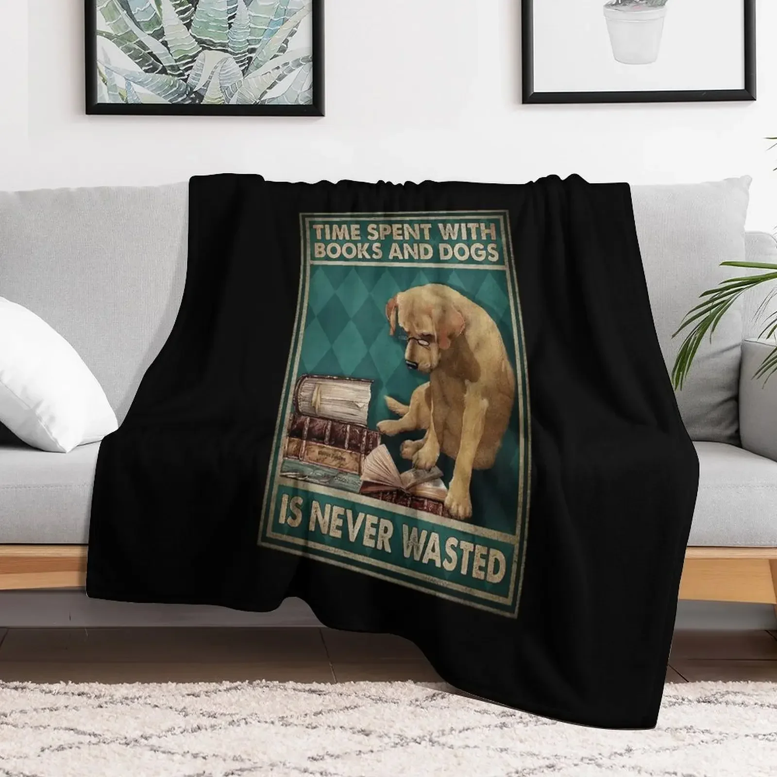 Time spent with books and dogs is never wasted dog lover Throw Blanket Soft Beds Soft Plush Plaid Luxury Brand Blankets