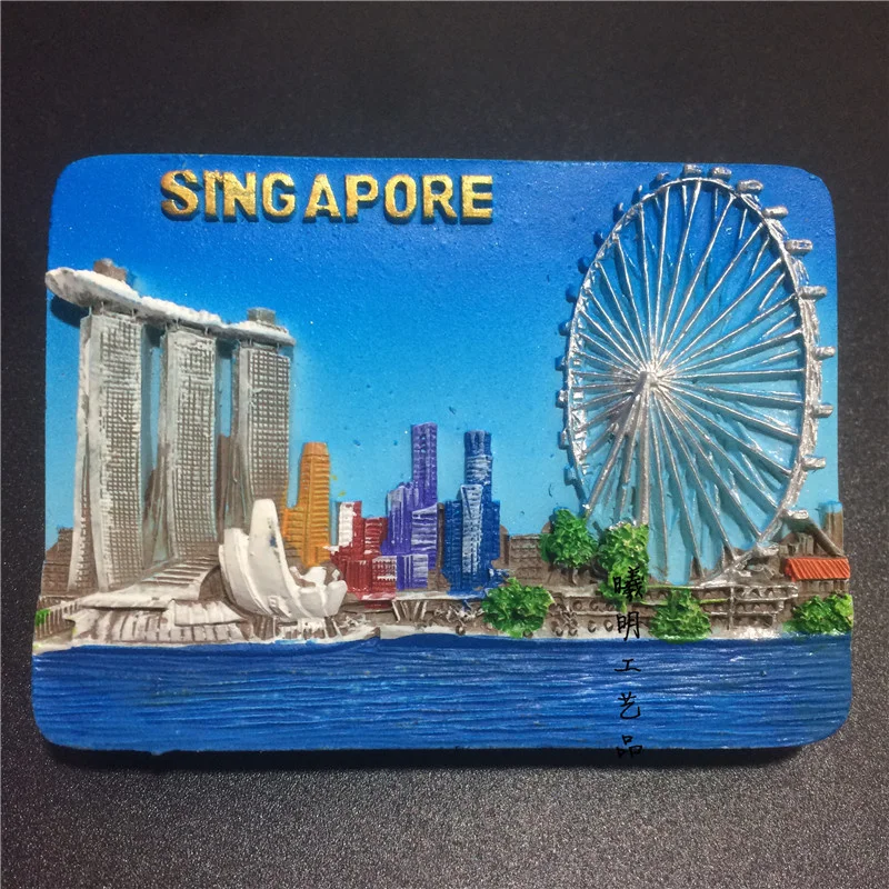 Singapore Tourist Souvenir Decorative Magnets for Refrigerator 3D Resin Painted Handicrafts Cute Fridge Magnets for Home Decor